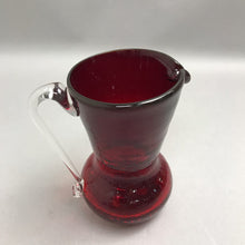 Load image into Gallery viewer, Vintage Pilgrim Ruby Crackle Blown Glass Pitcher/Vase (6")
