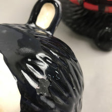 Load image into Gallery viewer, Black Bear Cookie Jar Canister Red Plaid Shirt Holding Trout Fish Ceramic (11")(As Is)
