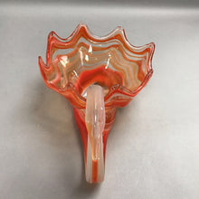 Load image into Gallery viewer, MCM Hand Blown Orange Swirl Glass Swan Bowl (6x13x8)
