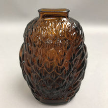 Load image into Gallery viewer, Vintage Wise Old Owl Coin Bank Dark Amber Glass (2 available)(7.5")
