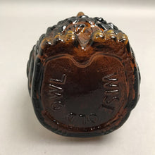 Load image into Gallery viewer, Vintage Wise Old Owl Coin Bank Dark Amber Glass (2 available)(7.5")
