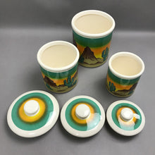 Load image into Gallery viewer, Southwestern Mountains/Cactus 3 Piece Ceramic Canister Set (9")(7")(6")
