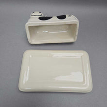 Load image into Gallery viewer, Ceramic Black &amp; White Cow Butter Dish (4x6x4)
