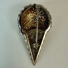 Load image into Gallery viewer, Vintage Krementz Clear Rhinestone Ice Cream Cone Brooch Pin Signed (1.75")
