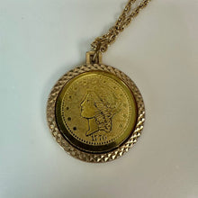 Load image into Gallery viewer, Vintage Bicentennial 1776 Goldtone Medallion Necklace (24")
