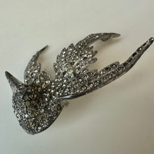 Load image into Gallery viewer, Vintage Clear Rhinestone Art Deco Swallow Brooch Pin As-Is (2.75")
