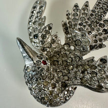 Load image into Gallery viewer, Vintage Clear Rhinestone Art Deco Swallow Brooch Pin As-Is (2.75")
