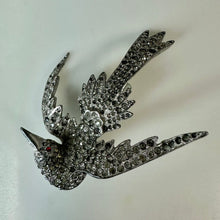 Load image into Gallery viewer, Vintage Clear Rhinestone Art Deco Swallow Brooch Pin As-Is (2.75")
