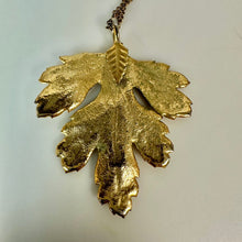 Load image into Gallery viewer, Vintage Gold Dipped Leaf Pendant on 20" Gold Filled Chain (2")
