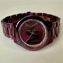 Load image into Gallery viewer, Michael Kors Purple Stainless Steel Pave Crystal Runway Watch

