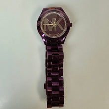 Load image into Gallery viewer, Michael Kors Purple Stainless Steel Pave Crystal Runway Watch
