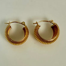 Load image into Gallery viewer, 18K Gold 0.5" Ribbed Hoop Earrings (1.6g)
