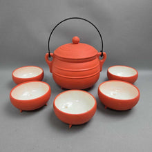 Load image into Gallery viewer, Meriann Orange Ceramic Soup Tureen w/ 5 Bowls (11x10x8.5)

