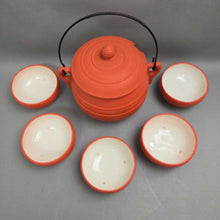 Load image into Gallery viewer, Meriann Orange Ceramic Soup Tureen w/ 5 Bowls (11x10x8.5)
