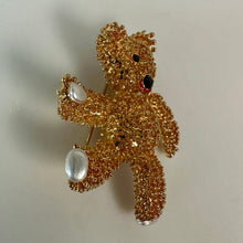 Load image into Gallery viewer, Vintage Camrose &amp; Cross Jackie Kennedy Teddy Bear Brooch Pin w/ Original Box &amp; Certificate (2")
