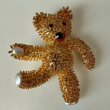 Load image into Gallery viewer, Vintage Camrose &amp; Cross Jackie Kennedy Teddy Bear Brooch Pin w/ Original Box &amp; Certificate (2")
