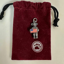 Load image into Gallery viewer, Vintage Boyd's Bears Sterling American Flag Teddy Bear Charm (1")
