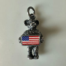 Load image into Gallery viewer, Vintage Boyd's Bears Sterling American Flag Teddy Bear Charm (1")
