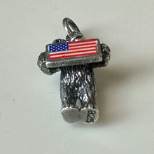 Load image into Gallery viewer, Vintage Boyd's Bears Sterling American Flag Teddy Bear Charm (1")
