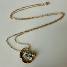 Load image into Gallery viewer, Vintage Sterling Gold Plated Teddy Bear Moon Pendant on 24" Gold Filled Chain (0.75")

