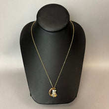 Load image into Gallery viewer, Vintage Sterling Gold Plated Teddy Bear Moon Pendant on 24" Gold Filled Chain (0.75")

