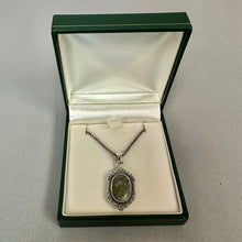 Load image into Gallery viewer, Vintage Irish Sterling Blessed Mother Connemara Marble Pendant on 24" Chain (1.25")
