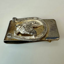Load image into Gallery viewer, Vintage Gold &amp; Silvertone Horse Head Horseshoe Money Clip (1.75")
