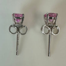 Load image into Gallery viewer, 14K White Gold Pink Topaz Stud Earrings (0.7g)
