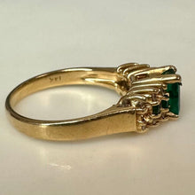 Load image into Gallery viewer, 14K Gold Emerald Diamond Ring sz 6.75 As-Is (3.3g)

