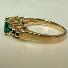 Load image into Gallery viewer, 14K Gold Emerald Diamond Ring sz 6.75 As-Is (3.3g)

