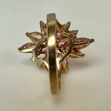 Load image into Gallery viewer, 10K Gold Simulated Pink &amp; White Topaz Cocktail Ring sz 6.25 (4.7g)
