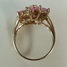 Load image into Gallery viewer, 10K Gold Simulated Pink &amp; White Topaz Cocktail Ring sz 6.25 (4.7g)
