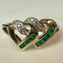 Load image into Gallery viewer, 10K Gold Tourmaline Diamond Ring sz 7 (2.6g)

