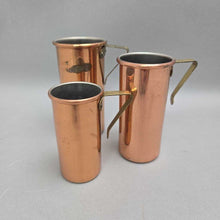 Load image into Gallery viewer, Vintage Copper/Brass Nesting Measuring Cups, Korea (1C, 3/4C, 1/2C)
