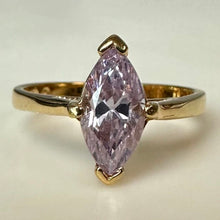 Load image into Gallery viewer, Gold Plated Lavender Cubic Zirconia Ring sz 6
