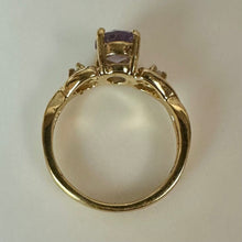 Load image into Gallery viewer, Gold Plated Amethyst Diamond Ring sz 6
