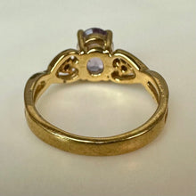 Load image into Gallery viewer, Gold Plated Amethyst Diamond Ring sz 6
