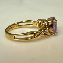 Load image into Gallery viewer, Gold Plated Amethyst Diamond Ring sz 6
