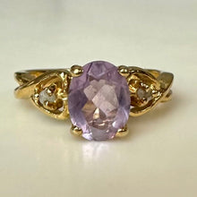 Load image into Gallery viewer, Gold Plated Amethyst Diamond Ring sz 6
