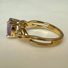 Load image into Gallery viewer, Gold Plated Amethyst Diamond Ring sz 6
