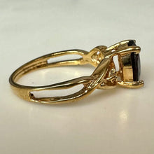 Load image into Gallery viewer, Gold Plated Garnet Diamond Ring sz 6
