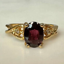 Load image into Gallery viewer, Gold Plated Garnet Diamond Ring sz 6
