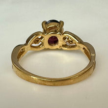 Load image into Gallery viewer, Gold Plated Garnet Diamond Ring sz 6
