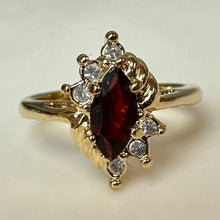 Load image into Gallery viewer, Gold Plated Garnet CZ Ring sz 6.75
