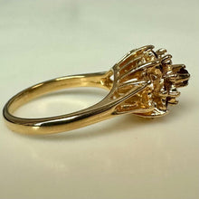 Load image into Gallery viewer, Gold Plated Red &amp; Clear Crystal Cocktail Ring sz 5.75
