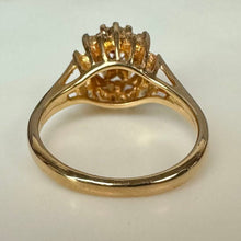 Load image into Gallery viewer, Gold Plated Red &amp; Clear Crystal Cocktail Ring sz 5.75
