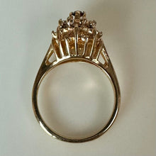 Load image into Gallery viewer, Gold Plated Red &amp; Clear Crystal Cocktail Ring sz 5.75
