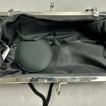 Load image into Gallery viewer, Metaphor Black Satin Sequined Evening Bag w/ Mirror (4x10.5")
