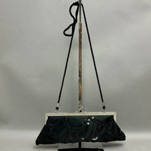 Load image into Gallery viewer, Metaphor Black Satin Sequined Evening Bag w/ Mirror (4x10.5")
