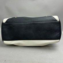 Load image into Gallery viewer, Olivia &amp; Joy Cream &amp; Black Faux Leather Satchel Purse 11x15x4")
